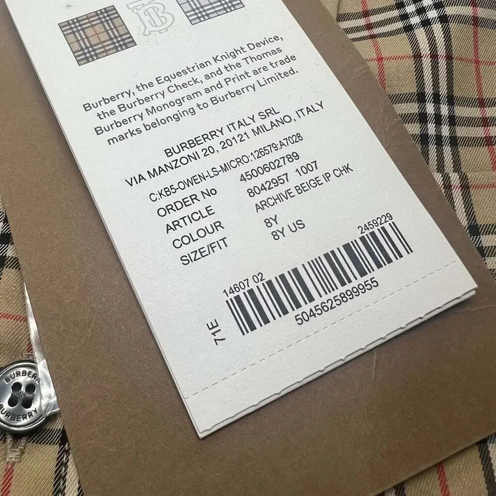 Burberry Kids Logo Vintage Check long sleeve shirt 8y